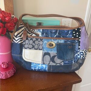 Coach Patchwork Denim Shoulder Bag Blue Multi 10809 Y2K